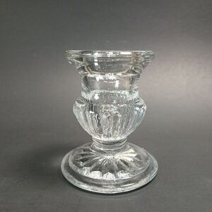 Vintage Clear Glass Tapered Candle Holder 2.5"Candlestick Colonial Candle Taiwan